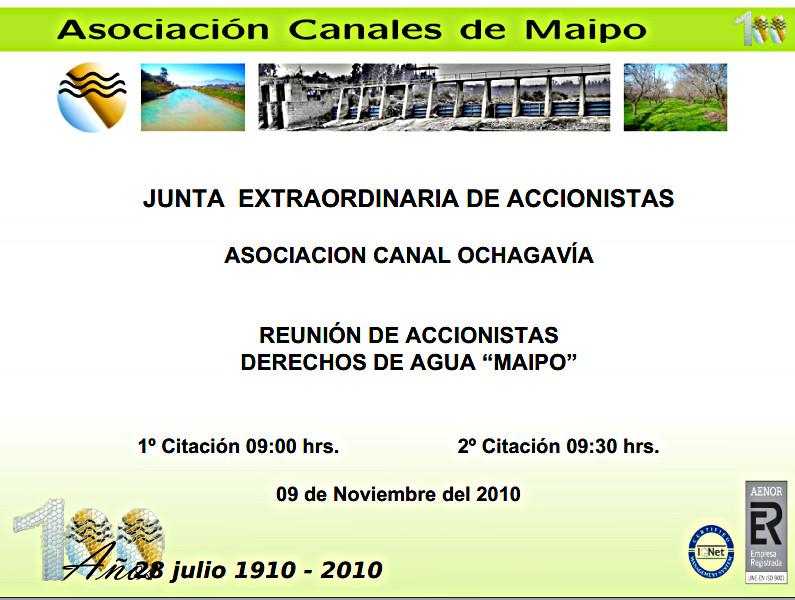 Junta Extraordinaria de Accionistas 2010