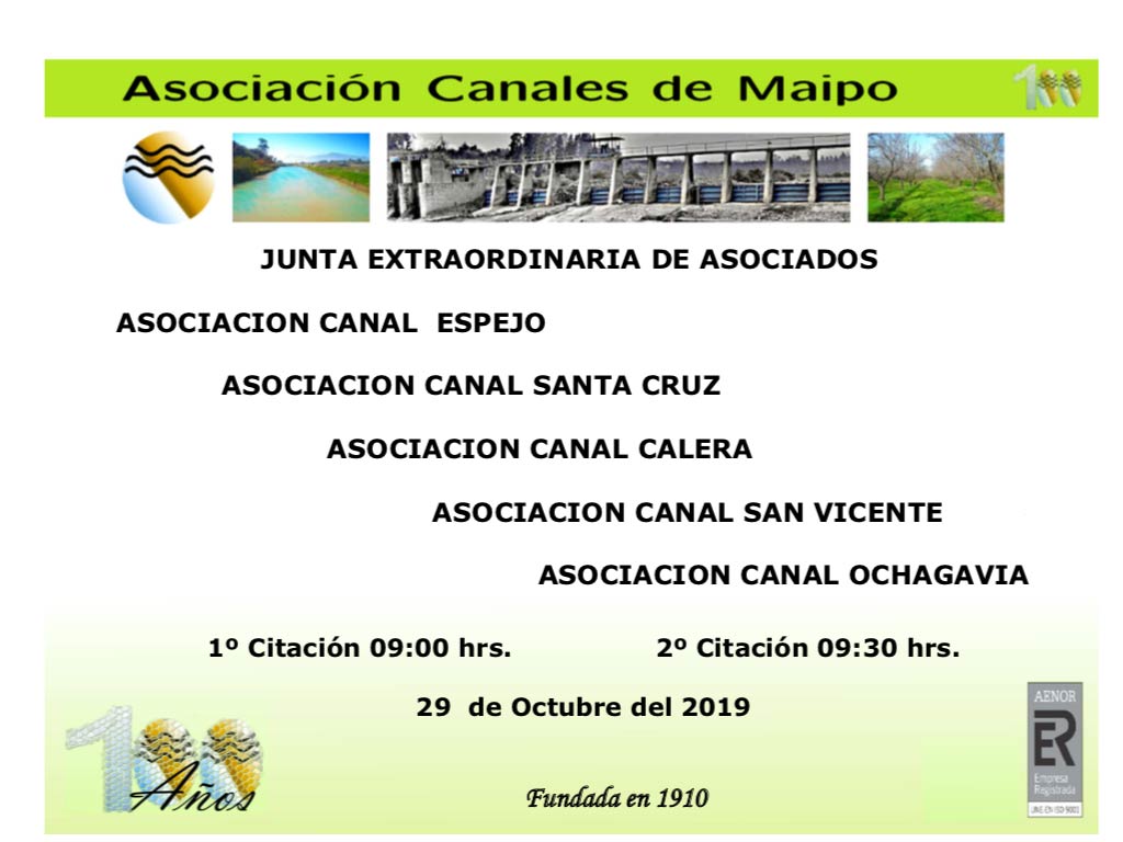 Junta Extraordinaria de Asociados – OCT 2019